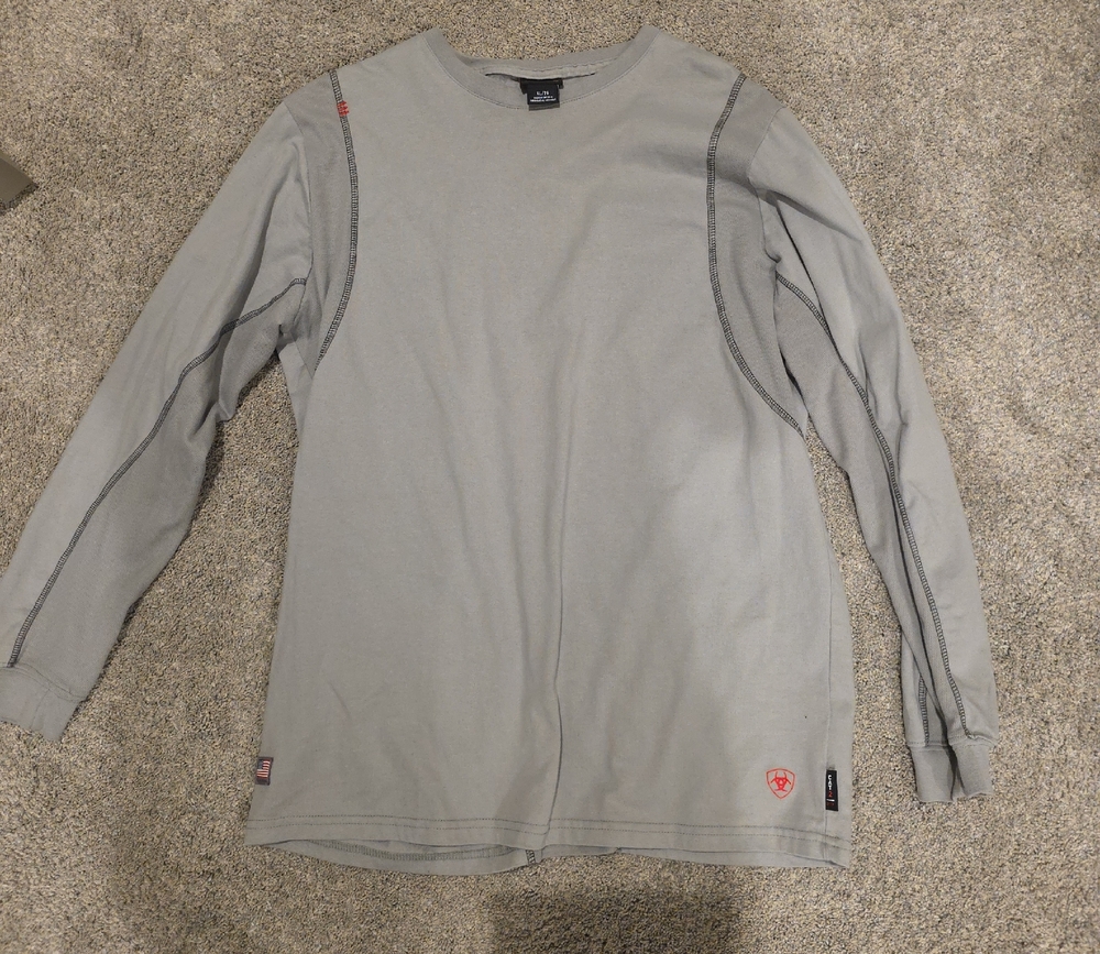 Ariat Light Gray Long Sleeve Men's Shirt Fire Resistant Fabric